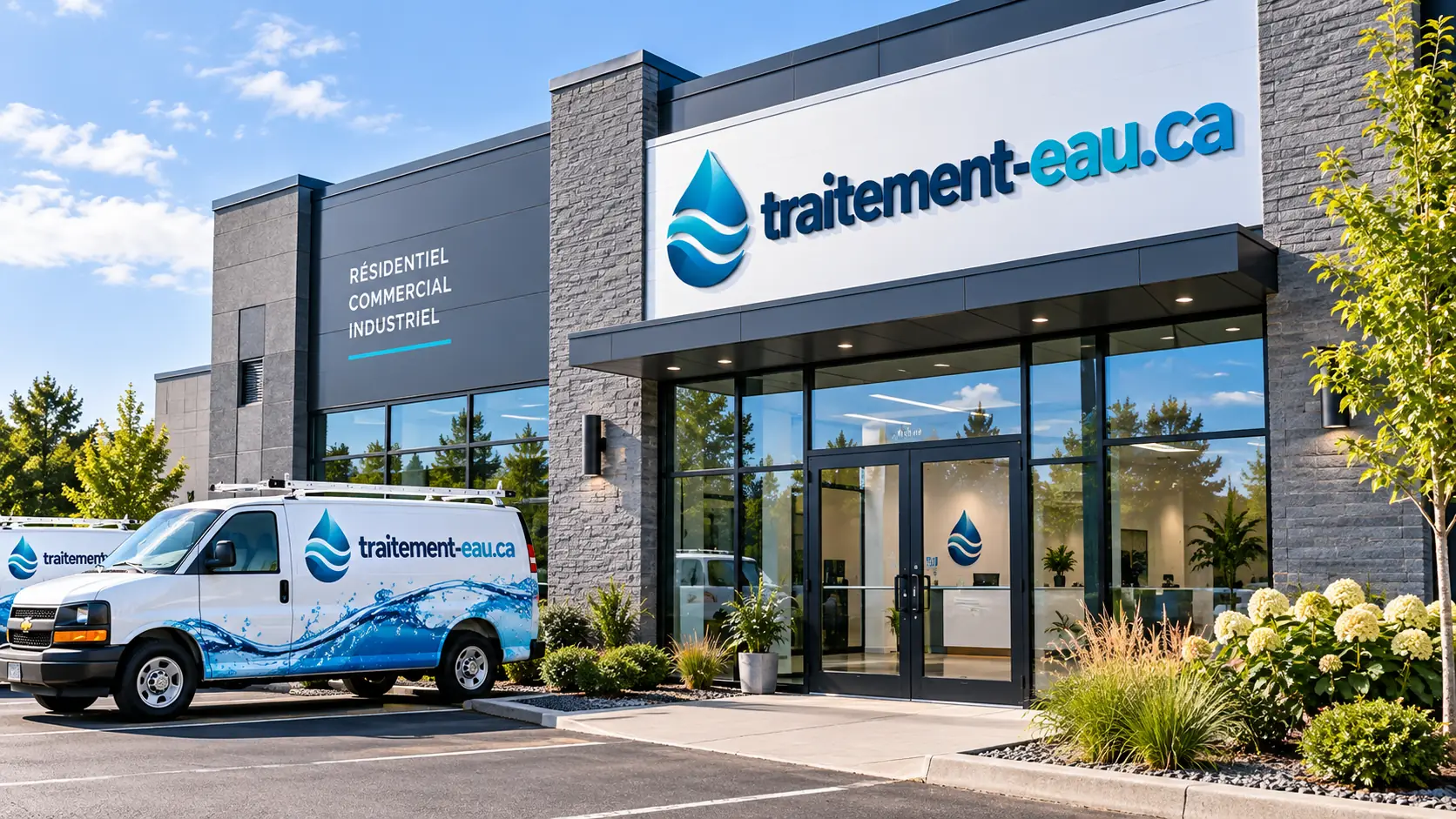 Façade d'une entreprise de traitement d'eau